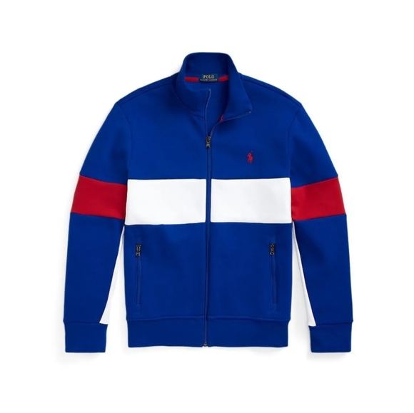 POLO RALPH LAUREN Men's Color-Blocked Double-Knit Track Jacket Blue Multi - Picture 2 of 12